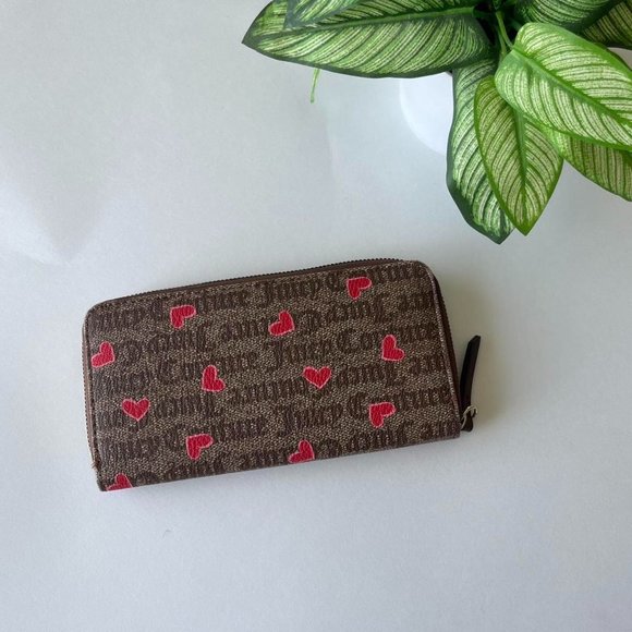 Juicy Couture Y2k Brown Wallet With Hearts - Picture 2 of 6